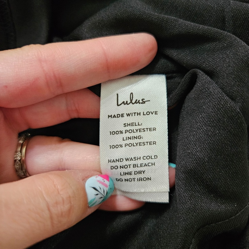 Lulus Women's Sz S Black Sequin Sleeveless Plunge Neck Sexy Mini Dress Clubwear - Picture 10 of 10